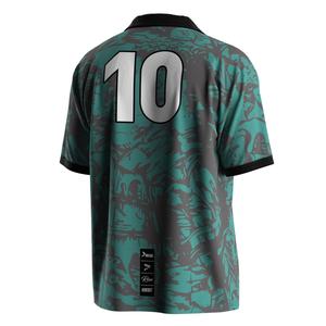 Maillot de football vert à col polo en V avec empiècements anti-humidité et tissu à séchage rapide pour les événements de match - Product Image 3