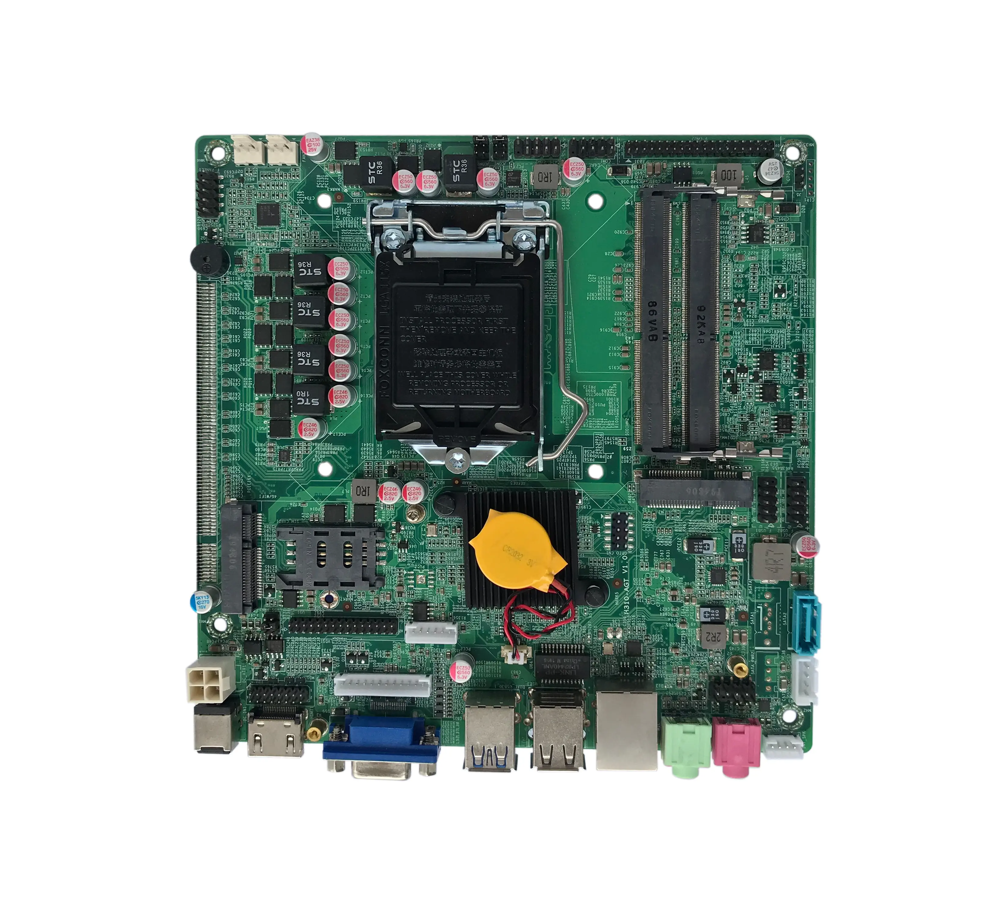 ホットセールH310チップセットデスクトップI38100クアッドコア3.6GDP EDP Linux PCIE16XミニITXマザーボードCPULGA1151 M.2 SSD 6COM 8USB