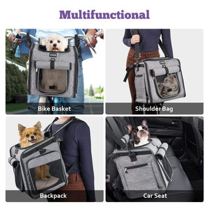 Nouveau design écologique, sac de transport pliable multifonctionnel pour animaux de compagnie en tissu Oxford, fermeture à bouton pour petits animaux, chiens jusqu'à 5 kg, pour vélo - Product Image 6