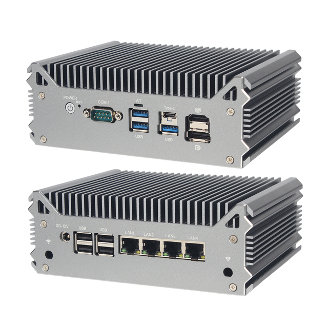 Multi-LAN Soft Router IPC MINIBOX-B12-L4 Intel N95/J4125 4xRJ45 Fanless Industrial Mini PC for Network Security & Firewall