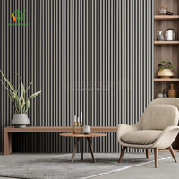 Panneau mural acoustique gris vintage industriel à lattes avec support en feutre PET, panneau décoratif intérieur absorbant le son en fibre de polyester