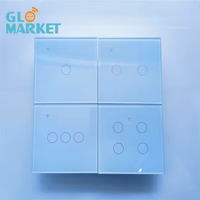 Commutateur mural intelligent numérique électrique Glomarket Tuya Wifi EU Standard 1/2/3/4 Gang Touch Glass Panel Alexa Voice Control