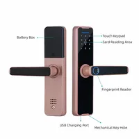 Kunci Pintu Pintar Wifi Tuya dengan Kontrol Aplikasi, Sidik Jari, dan Kata Sandi untuk Rumah Kayu, Hotel, Apartemen, Sistem Keamanan Pintu Masuk
