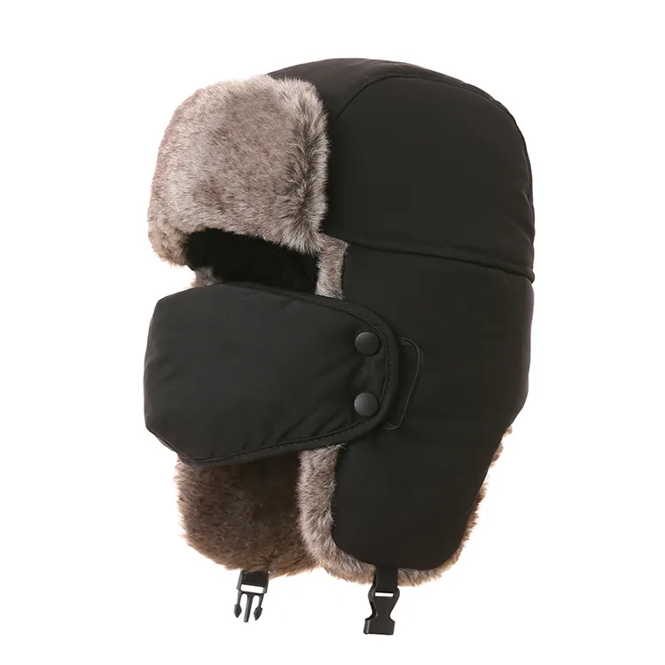 Hot Selling Thick Warm Ushanka Hat Earflap Winter Russian Cap Hat with Mask