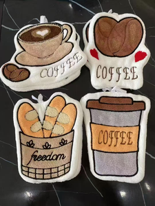 Cotton Embroidered Kitchen <b>Towel</b> 25x25cm Novelty Coffee Design Decorative Rectangle <b>Tea</b> <b>Towel</b> Machine Washable - Product Image 3
