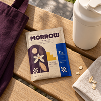 Sachet personnalisé imprimé mat avec découpe facile pour 35g de poudre de protéines végétales d'avoine, idéal pour l'emballage de mélange vanille-cannelle pour aliments pour animaux de compagnie