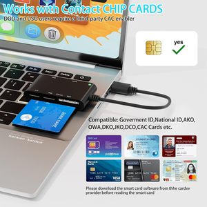 เครื่องอ่านการ์ดสมาร์ท CAC 6 พอร์ตอะแดปเตอร์ยูเอสบี ประเภท ดีโอดีสำหรับซิม/SD/TF/MS/M2/ID/IC การ์ด รองรับวินโดวส์/ลินุกซ์/ยูนิกซ์/แมคโอเอส เอ็กซ์ - Product Image 3