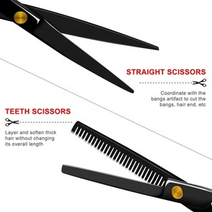 Kit de 8 Tijeras Profesionales Negras para Peluquería, Salón o Uso Doméstico, para Cortar el Cabello de Hombres, Mujeres <span class=keywords><strong>y</strong></span> Mascotas, Tijeras de Peluquería - Product Image 3