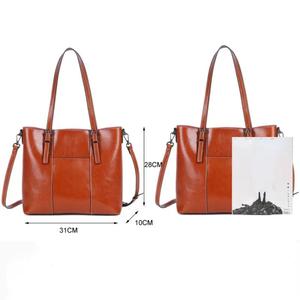 AndoBag Genuine Cow Leather Tote <b>Bags</b> for Women Lady Shoulder Crossbody <b>Bag</b> Fashion <b>Large</b> Capacity Commuter <b>Work</b> Handbag 55-802 - Product Image 5