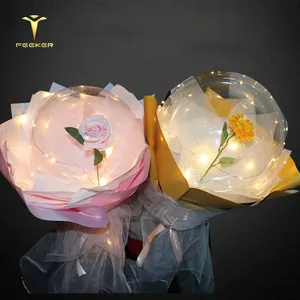 DIY Custom Valentine's Day Decoration With LED Globo, Round Transparent Rose Bouquet Bobo Balloon
