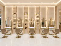 Mobilier de Salon de Coiffure Personnalisé : Solution Complète pour l'Aménagement de Salon avec Éclairage LED, Poste de Coiffage de Luxe, Écologique et Robuste