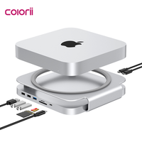 Station d'accueil USB-C pour Mac Mini M4, boîtier SSD M.2 NVMe SATA 10 Gbit/s, hub, lecteur de cartes SD TF, station d'extension USB-A C