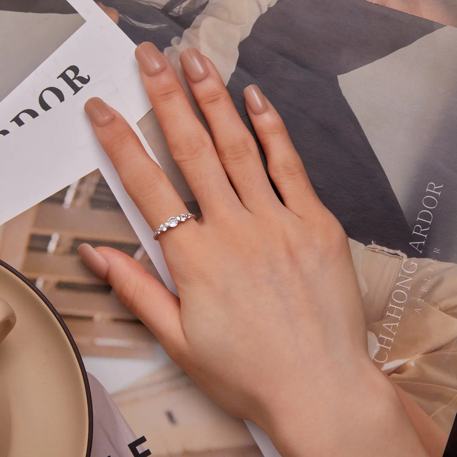 JLN S925 เงินสเตอร์ลิงZircone Simpleแหวนนิ้วผู้หญิงของขวัญวันครบรอบการหมั้น Eternity Bandเครื่องประดับFine BSR344