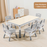 Ensemble table et chaises pour enfants Meubles de garderie pour enfants Bureau d'étude et tabouret Table à manger pour tout-petits réglable en hauteur avec chaises