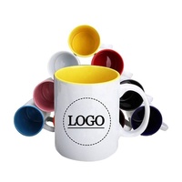 Gaodeng Fabricant de gros Tasse en céramique de 11oz avec logo personnalisé Tasse à café intérieure colorée avec poignée