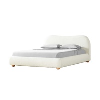 Cadre de lit double réglable en tissu moderne capitonné et rafraîchissant, taille Queen, cadre en bois, Diana blanc bouclé, meubles de chambre à coucher