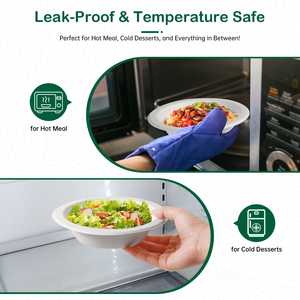 Bols en papier compostables personnalisés de 16 oz, bols jetables biodégradables résistants fabriqués à partir de bagasse, écologiques - Product Image 3