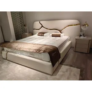 Foshan Furniture New Design Master Bedroom Latest Design King Size Bed Frame Luxury Bedroom Set Designer Bedding Luxury Brand