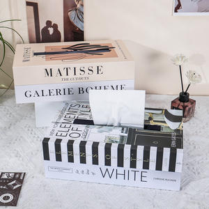 Cajas de Almacenamiento de Servilletas con Forma de Libro de Escritorio Personalizadas, Caja de Papel Tisú, Libros Falsos de Cartón, Almacenamiento Negro para Decoración del Hogar - Product Image 2