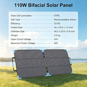 Panneau solaire pliable 100W, efficacité 25%, 19% plus léger, étanche IP67 avec supports robustes pour camping-car, camping et utilisation hors réseau - Product Image 2