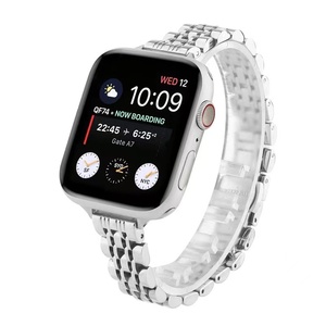 Correa <span class=keywords><strong>de</strong></span> reloj <span class=keywords><strong>de</strong></span> acero inoxidable delgada para <span class=keywords><strong>Apple</strong></span> <span class=keywords><strong>Watch</strong></span> Series 7 <span class=keywords><strong>6</strong></span> 5 4 3 2 1 correa <span class=keywords><strong>de</strong></span> reloj <span class=keywords><strong>de</strong></span> repuesto con siete cuentas - Product Image 5