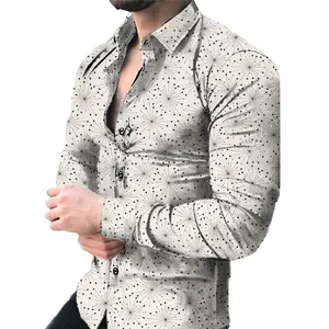 Nieuwe Casual Hoge Kwaliteit Mode Lange Mouw Mannen 3D Afdrukken Shirt Top