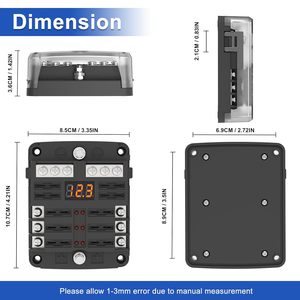 Boîtier de fusibles ATC/ATO 6 voies 12V 24V DC avec indicateur LED, support de fusibles automobile et marin pour bateau, camping-car, camion - Product Image 2