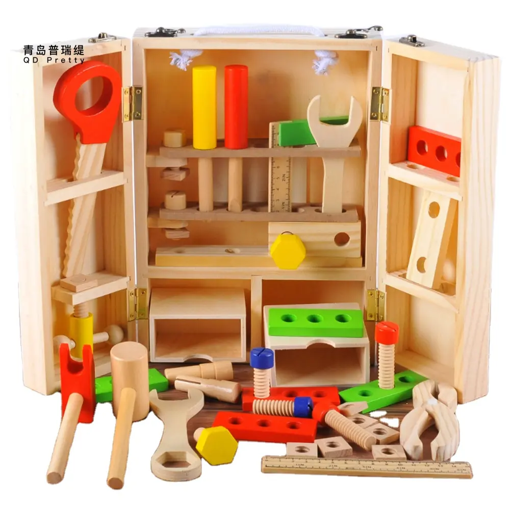 Conjunto de ferramentas de madeira montessori, brinquedos para crianças, kit de construção de ferramentas de madeira, banco de brinquedo, aprendizagem do bebê para meninos