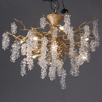 Lustre en cristal de luxe européen en cuivre massif, style branche, pour salon, salle à manger, chambre à coucher