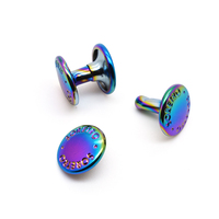 Logo personnalisé arc-en-ciel tête de champignon rivets creux bouton pression tête rivet de vêtement rivets en laiton à double capuchon pour le cuir