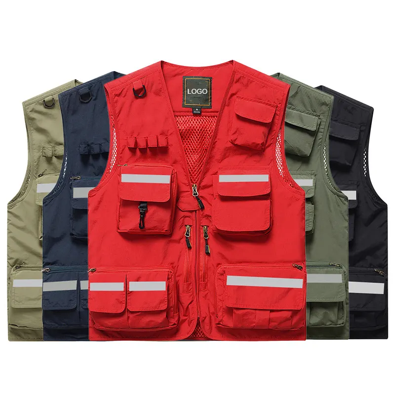 Vestes Pour Hommes Classique Vest Cargo Mens Volunteer Red Tactical Black Reflective Vest