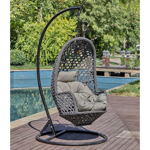 Fauteuil suspendu rond en rotin et acier pour 3 personnes, avec 2 sièges à bascule, pour chambre à coucher, luxe, intérieur, style œuf - Product Image 4