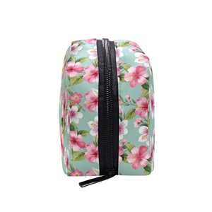 Pochette cosmétique portable en polyester à fleurs, trousse de toilette pour femmes, organiseur de maquillage, petite mini pochette cosmétique avec fermeture à glissière - Product Image 4