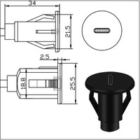 Cable impermeable USB 3,0 Tipo-C macho a hembra Cable de extensión de instalación de panel integrado
