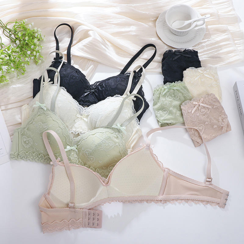 Wholesale High Quality Sexy Girls Bra Panty Sets Push up Comfort Cute Strapless Bra Brief Female Lingerie Set