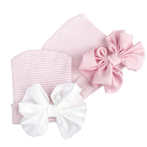 Nishine – chapeau en mousseline de soie avec nœud papillon pour nouveau-né fille, <span class=keywords><strong>bonnet</strong></span> à gros nœud pour bébé, <span class=keywords><strong>bonnet</strong></span> tricoté à rayures pour enfant, accessoires pour cheveux de tout-petit, accessoires <span class=keywords><strong>photo</strong></span> - Product Image 1