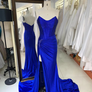 slim fit dress slacks Ellie Wilde EW122044 Fitted Slit Long Formal Prom Gown – The Dress Outlet main image 0