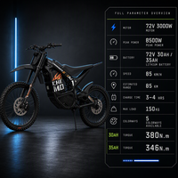 Hot Selling Adult Electric Motocross 72V 30Ah Lithium Battery 85kmh High Speed Off Road Motorbike With LCD Display