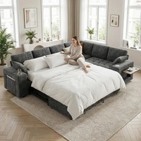 Canapé modulaire sectionnel 112 pouces avec lit escamotable, canapé d'angle moderne 7 places avec dossier inclinable, écologique, pour appartement et école