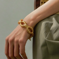 Bracelet Chaîne Maillons Épais en Zircon Cubique Style Bohème, Maille Filigrane Creuse, Bracelets de Marque de Créateur pour Femme, Vente en Gros de Bijoux