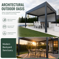 Pergola motorisée en aluminium, gazebo, pavillon, toit à lames orientables automatiques, imperméable, extensible