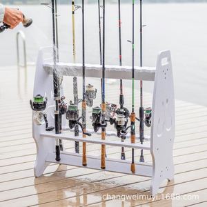 Support de rangement portable pour cannes à pêche, 16 trous, blanc, sur pied, pour utilisation en lac - Product Image 1