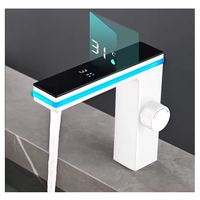 Robinet de lavabo intelligent LED en laiton de luxe avec affichage numérique de la température, hydroélectrique, et cartouche en céramique