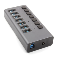 Hub USB 3.0 personnalisable, séparateur multi-USB 3.1, hub USB 7 ports multiport, accessoires PC avec adaptateur secteur pour ordinateur