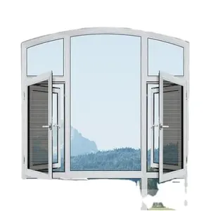 定制铝门窗工厂双钢化铝玻璃平开窗防盗格栅门窗