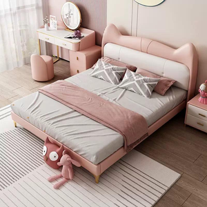 <span class=keywords><strong>Lit</strong></span> en bois massif en forme d'oreilles de chat au design moderne avec rangement, vente directe d'usine pour filles et garçons - Product Image 2