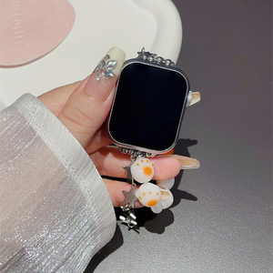 Bracelet en céramique à motif patte de chat rétractable pour <span class=keywords><strong>Apple</strong></span> <span class=keywords><strong>Watch</strong></span> S10/9/8/7/6, bracelet de montre de luxe pour femmes pour iWatch 49/46MM - Product Image 6
