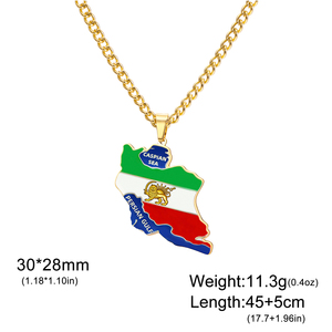 Collana con Mappa dell'Iran in Acciaio Inossidabile, Ciondolo con Leone dell'Iran Smaltato, Gioielli e Accessori Regalo - Product Image 6