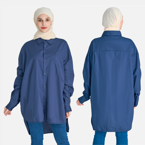 סיטונאי 5xl בתוספת גודל dubai abaya נשים מוסלמיות להתלבש שרוול העליון שרוול ארוך מזדמנים פוליאסטר כותנה פוליאסטר חולצה צנועה - Product Image 2