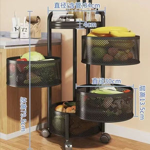 <span class=keywords><strong>Mobile</strong></span> <span class=keywords><strong>cucina</strong></span> frutta e verdura rack pavimento in acciaio al carbonio <span class=keywords><strong>cucina</strong></span> multistrato rotante cesto di frutta e verdura - Product Image 2